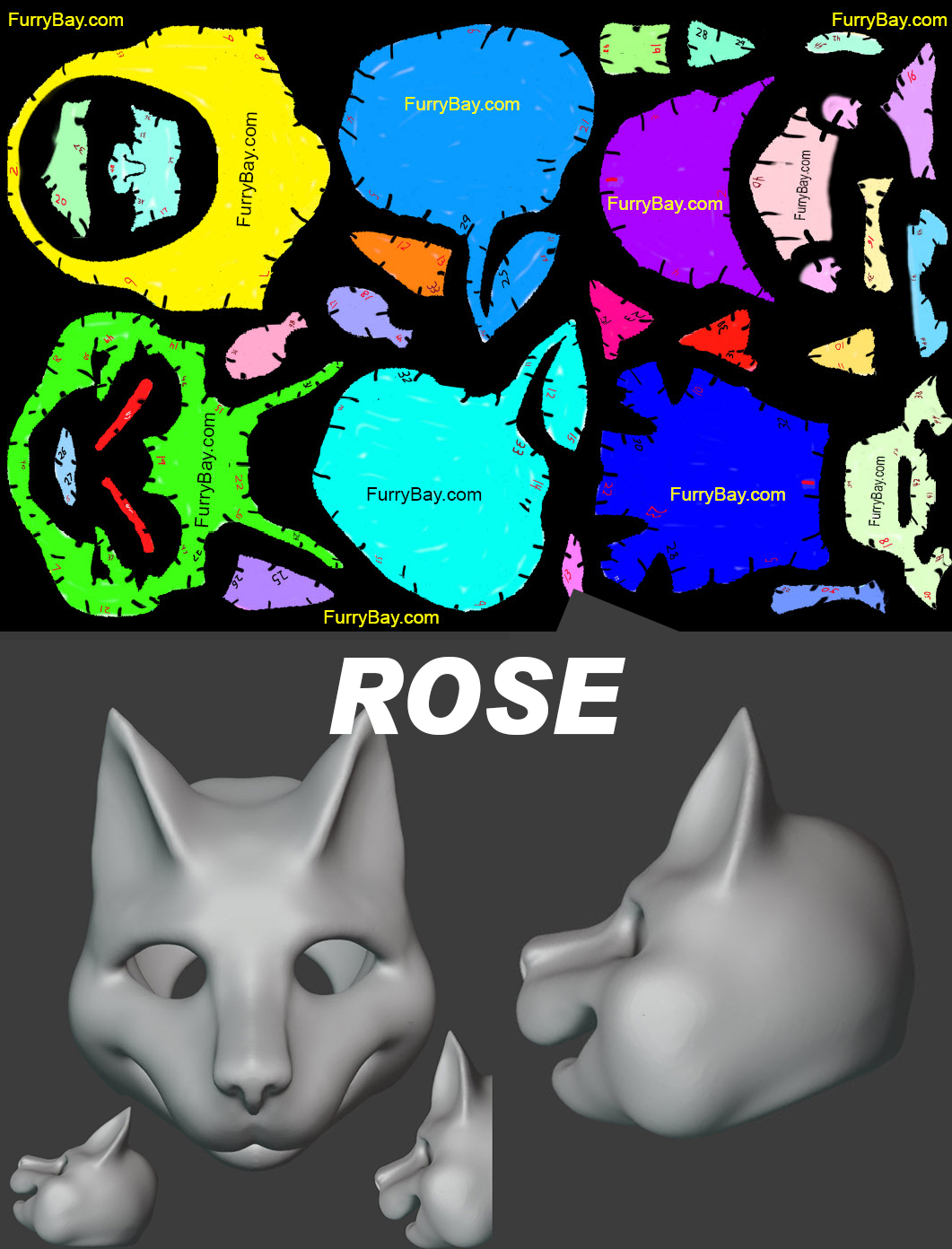 Rose, Furry Fursuit Foam Half Head Base for Fursuiting, for Furries and  Cosplay DIY Fhb14 
